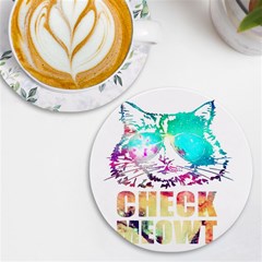 Check Meowt Uv Print Round Tile Coaster by nate14shop