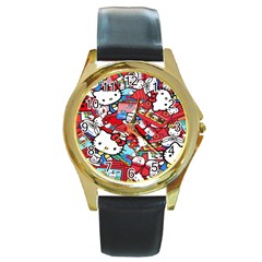 Hello-kitty Round Gold Metal Watch by nate14shop