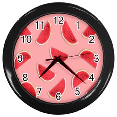 Water Melon Red Wall Clock (black) by nate14shop