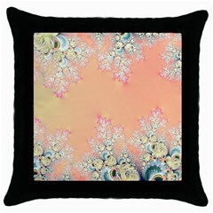 Peach Spring Frost On Flowers Fractal Throw Pillow Case (black) by Artist4God