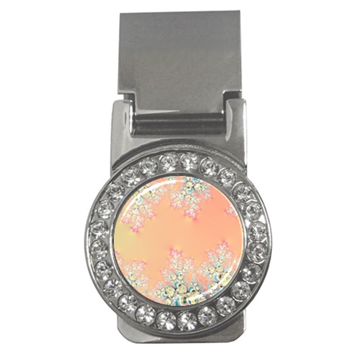 Peach Spring Frost On Flowers Fractal Money Clips (CZ) 