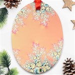 Peach Spring Frost On Flowers Fractal Oval Ornament (Two Sides) Front