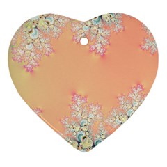 Peach Spring Frost On Flowers Fractal Heart Ornament (two Sides) by Artist4God