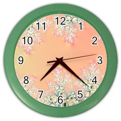 Peach Spring Frost On Flowers Fractal Color Wall Clock by Artist4God