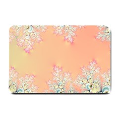 Peach Spring Frost On Flowers Fractal Small Doormat  by Artist4God