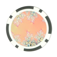 Peach Spring Frost On Flowers Fractal Poker Chip Card Guard (10 Pack)