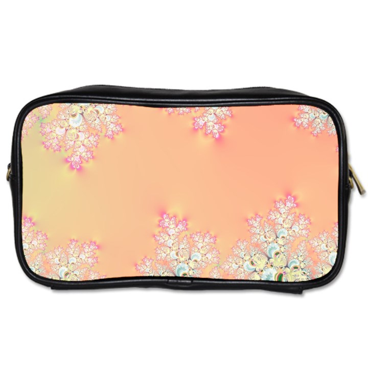 Peach Spring Frost On Flowers Fractal Toiletries Bag (One Side)