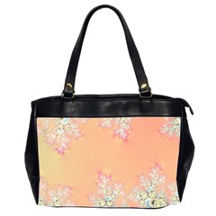 Peach Spring Frost On Flowers Fractal Oversize Office Handbag (2 Sides) by Artist4God