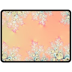 Peach Spring Frost On Flowers Fractal Fleece Blanket (large)  by Artist4God