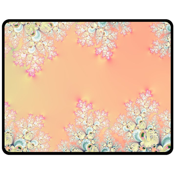 Peach Spring Frost On Flowers Fractal Fleece Blanket (Medium) 