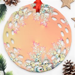 Peach Spring Frost On Flowers Fractal Round Filigree Ornament (two Sides) by Artist4God