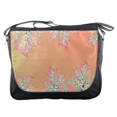 Peach Spring Frost On Flowers Fractal Messenger Bag by Artist4God