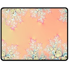 Peach Spring Frost On Flowers Fractal Double Sided Fleece Blanket (medium)  by Artist4God