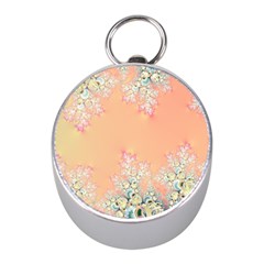 Peach Spring Frost On Flowers Fractal Mini Silver Compasses by Artist4God