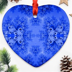 Blue Sky Over The Bluebells Frost Fractal Heart Ornament (two Sides) by Artist4God