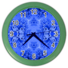 Blue Sky Over The Bluebells Frost Fractal Color Wall Clock by Artist4God