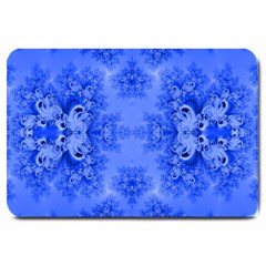 Blue Sky Over The Bluebells Frost Fractal Large Doormat  by Artist4God