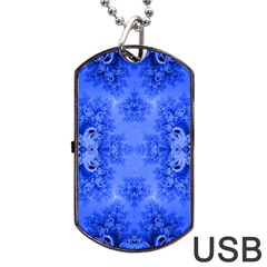 Blue Sky Over The Bluebells Frost Fractal Dog Tag Usb Flash (two Sides) by Artist4God