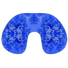 Blue Sky Over The Bluebells Frost Fractal Travel Neck Pillow by Artist4God