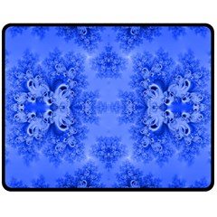 Blue Sky Over The Bluebells Frost Fractal Double Sided Fleece Blanket (medium)  by Artist4God