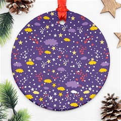 Pattern-cute-clouds-stars Ornament (round)