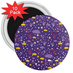 Pattern-cute-clouds-stars 3  Magnets (10 Pack)  by Jancukart