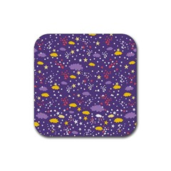 Pattern-cute-clouds-stars Rubber Coaster (square) by Jancukart