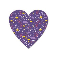 Pattern-cute-clouds-stars Heart Magnet