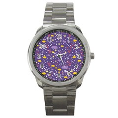 Pattern-cute-clouds-stars Sport Metal Watch by Jancukart