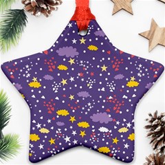 Pattern-cute-clouds-stars Star Ornament (two Sides)