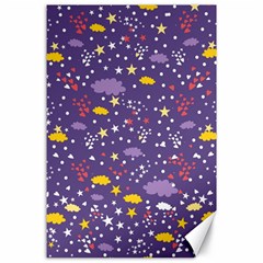 Pattern-cute-clouds-stars Canvas 24  X 36 