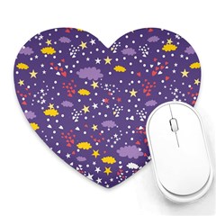 Pattern-cute-clouds-stars Heart Mousepads