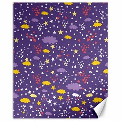 Pattern-cute-clouds-stars Canvas 11  X 14 