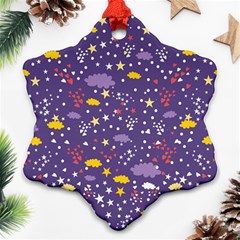 Pattern-cute-clouds-stars Ornament (snowflake)