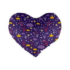 Pattern-cute-clouds-stars Standard 16  Premium Heart Shape Cushions