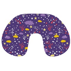 Pattern-cute-clouds-stars Travel Neck Pillow by Jancukart