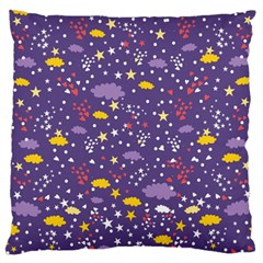 Pattern-cute-clouds-stars Large Flano Cushion Case (one Side)