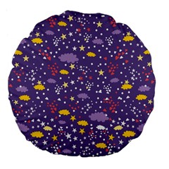 Pattern-cute-clouds-stars Large 18  Premium Flano Round Cushions