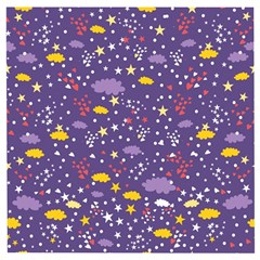 Pattern-cute-clouds-stars Wooden Puzzle Square by Jancukart