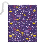 Pattern-cute-clouds-stars Drawstring Pouch (4XL) Back