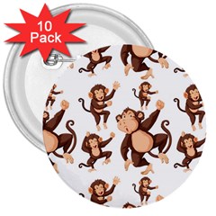 Monkey-seamless-pattern 3  Buttons (10 Pack) 