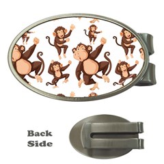 Monkey-seamless-pattern Money Clips (oval)  by Jancukart