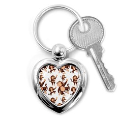 Monkey-seamless-pattern Key Chain (heart) by Jancukart