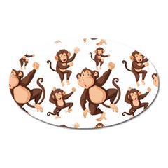 Monkey-seamless-pattern Oval Magnet