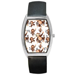 Monkey-seamless-pattern Barrel Style Metal Watch