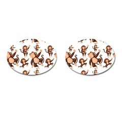 Monkey-seamless-pattern Cufflinks (oval)