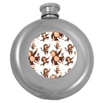 Monkey-seamless-pattern Round Hip Flask (5 oz) Front