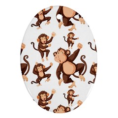 Monkey-seamless-pattern Oval Ornament (two Sides) by Jancukart