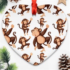 Monkey-seamless-pattern Heart Ornament (two Sides)