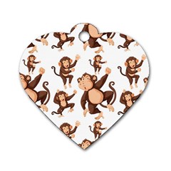 Monkey-seamless-pattern Dog Tag Heart (one Side) by Jancukart